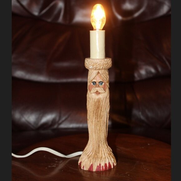 Wood World Other - Vintage Christmas Santa lamp rustic wood resin 1992 Made USA Wood World Holiday
